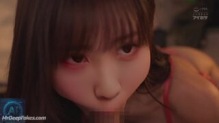Jiho passionately sucks her husband’s sweet cock (딥페이크 지호 오마이걸)