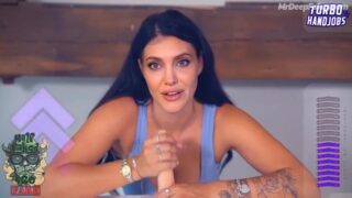 Sexy milf Angelina Jolie sucks sex toys – real fake