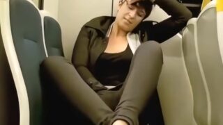 AI Caroline Quentin got so horny that she started masturbating on the bus